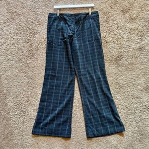 Navy Wide Leg Plaid Trousers 13